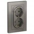 Розетка 2-м СП AtlasDesign 16А IP20 с заземл. в сборе сталь SchE ATN000924