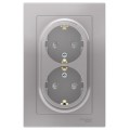 Розетка 2-м СП AtlasDesign 16А IP20 с заземл. защ. шторки в сборе алюм. SchE ATN000326