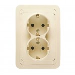 Розетка 2-м СП Mimoza 16А IP20 с заземл. крем./крем. Makel 25082
