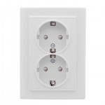 Розетка 2-м СП Минск 16А IP20 с заземл. защ. шторки бел. Basic EKF ERR16-128-100