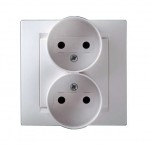 Розетка 2-м СП Simon15 16А IP20 250В без заземл. винт. клеммы бел. Simon 1590457-030
