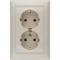 Розетка 2-м СП Valena 16А IP20 2х2P+E с заземл. немецк. стандарт в сборе сл. кость Leg 774370