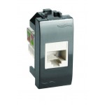 Розетка компьютерная 1-м СП 1мод. Brava RJ45 кат.5E черн. DKC 77654N