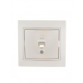 Розетка компьютерная 1-м СП Mira RJ45 16А IP20 со вставкой жемчуж./бел. перламутр. LEZARD 701-3030-139