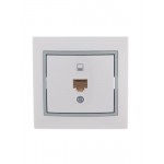 Розетка компьютерная 1-м СП Mira RJ45 бел./сер. LEZARD 701-0215-139