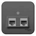 Розетка компьютерная 2-м ОП Blanca RJ45 кат.5E с изолир. пластиной антрацит SchE BLNIA045456
