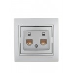 Розетка компьютерная 2-м СП Mira RJ45 сер. метал. LEZARD 701-1010-141