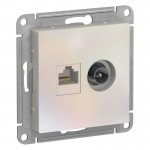 Розетка компьютерная + телевизионная 2-м AtlasDesign RJ45 кат.5E + TV механизм жемчуж. SchE ATN000489