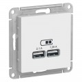 Розетка USB AtlasDesign тип A+A 5В 1х2.1А 2х1.05А механизм бел. SchE ATN000133