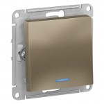 Выключатель 1-кл. СП AtlasDesign 10А IP20 (сх. 1а) 10AX с подсветкой механизм шампань SchE ATN000513