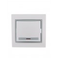 Выключатель 1-кл. СП Mira 10А IP20 с подсветкой с сер. вставкой бел. LEZARD 701-0215-111