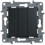 Выключатель 3-кл. СП Etika Plus 10А IP20 250В 10AX винт. зажимы механизм антрацит Leg 672613